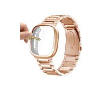 WUURAA Ajuste for Fitbit Versa 4 2 3 Banda Correa de metal milanesa de acero inoxidable Apto for Fitbit Versa Lite/Sense 2 con funda protectora de pantalla (Color : 2, Size : Fitbit Versa 2)