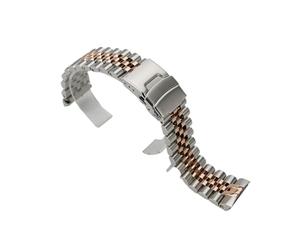 WUURAA Cabeza cubierta de acero inoxidable 316L, 22mm, sólida for pulsera de reloj for SKX007(Brushed Silver Rose)