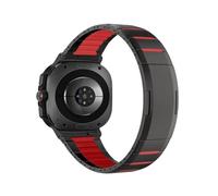 WUURAA Correa acero inoxidable for Samsung Galaxy Watch 8Classic 46mm 8 40 44mm correa Metal for Samsung Galaxy Ultra 47mm pulsera repuesto(Black Red,For Watch 8Classic 46mmm)