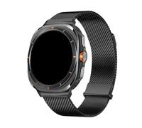 WUURAA Correa de acero inoxidable for Samsung Watch 7 Ultra Correa de 47 mm Correa milanesa for GALAXY WATCH 7 ULTRA Correa con extremo curvo(Black,Black connector)