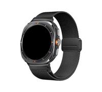 WUURAA Correa de acero milanesa for Samsung Galaxy Watch Ultra Pulsera for Galaxy Watch 7 Ultra 47 mm Correa con extremo curvo SIN huecos(Black,Black connector)