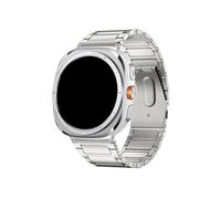 WUURAA Correa de extremo curvo SIN huecos Correa fina de titanio puro for Samsung Galaxy Watch Ultra Correa for GALAXY WATCH 7 ULTRA 47MM Pulsera(Silver,Black connector)