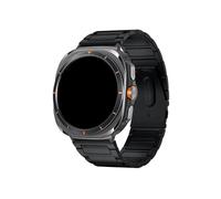 WUURAA Correa de extremo curvo SIN huecos Correa fina de titanio puro for Samsung Galaxy Watch Ultra Correa for GALAXY WATCH 7 ULTRA 47MM Pulsera(Black,Black connector)