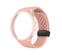 WUURAA Correa de malla de silicona + juego de fundas huecas for Samsung Watch6, 40MM, 44MM, 6classic, 43MM, 47MM, accesorios for relojes(Pink(black buckle),47mm)