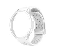 WUURAA Correa de malla de silicona + juego de fundas huecas for Samsung Watch6, 40MM, 44MM, 6classic, 43MM, 47MM, accesorios for relojes(White,47mm)