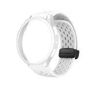 WUURAA Correa de malla de silicona + juego de fundas huecas for Samsung Watch6, 40MM, 44MM, 6classic, 43MM, 47MM, accesorios for relojes(White(black buckle),47mm)