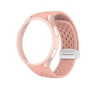 WUURAA Correa de malla de silicona + juego de fundas huecas for Samsung Watch6, 40MM, 44MM, 6classic, 43MM, 47MM, accesorios for relojes(Pink,40mm)