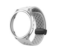 WUURAA Correa de malla de silicona + juego de fundas huecas for Samsung Watch6, 40MM, 44MM, 6classic, 43MM, 47MM, accesorios for relojes(Gray(black buckle),44mm)