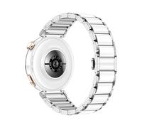 WUURAA Correa de pulsera de cerámica de 18mm for Huawei Watch GT5Pro, pulsera de repuesto con hebilla de mariposa de 42mm for Huawei Watch GT 5 4 41MM(Silver White,For GT4 41mm)