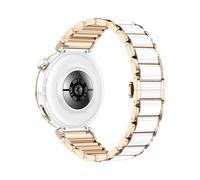 WUURAA Correa de pulsera de cerámica de 18mm for Huawei Watch GT5Pro, pulsera de repuesto con hebilla de mariposa de 42mm for Huawei Watch GT 5 4 41MM(Rose Gold-White,For GT5 41mm)