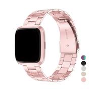 WUURAA Correa de reloj de acero inoxidable for Fitbit Versa 4, pulsera sin tornillos, pulseras de Metal de repuesto for Fitbit Versa 3 Se(Pink,Versa 3 or Sense)