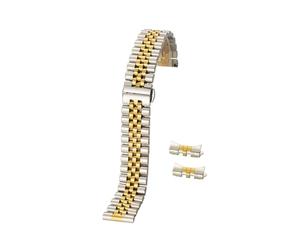 WUURAA Correa de reloj de acero inoxidable, interfaz de arco hueco con pasadores de herramientas, reemplazo, 12/13/14/16/17/18/19/20/21/22mm(Silver Gold,16mm)