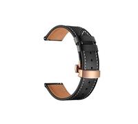 WUURAA Correa de reloj de cuero, correa de reloj de liberación rápida, pulseras, cinturón, hebilla de mariposa, repuesto de 20mm y 22mm (Color : Rose button black, Size : 22mm)