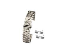 WUURAA Correa de reloj de nueve cuentas de acero inoxidable, 18mm, 19mm, 20mm, 21mm, 22mm, con boca plana y boca curva, correa de reloj de doble articulación (Color : Silver, Size : 19mm)