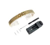 WUURAA Correa de reloj universal de acero inoxidable macizo de 6mm 8mm 10mm 12mm 14mm for mujer. Reemplaza la cadena de reloj de metal.(Golden,14mm)