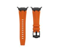 WUURAA Correa de silicona líquida for Samsung Watch Ultra for Galaxy Watch 7 Ultra 47mm Modificación de extremo curvo Cabeza de acero inoxidable(Black Orange(bagged))