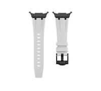 WUURAA Correa de silicona líquida for Samsung Watch Ultra for Galaxy Watch 7 Ultra 47mm Modificación de extremo curvo Cabeza de acero inoxidable(Black white(bagged))