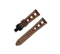 WUURAA Correa fina de cuero for hombre de 22 mm con hebilla rápida de mariposa(Dark brown black button,22MM)