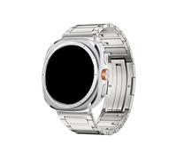 WUURAA Correa fina de titanio puro for Samsung Galaxy Watch Ultra Correa for GALAXY WATCH 7 ULTRA 47MM Pulsera de ajuste rápido sin espacios(B Silver,Black connector)