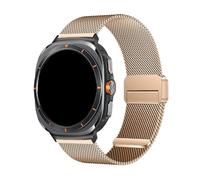 WUURAA Correa milanesa de acero inoxidable for Samsung Watch Ultra Correa de metal for Galaxy Watch 7 Ultra 47 mm Correa con extremo curvo SIN huecos(Rose Gold,Black connector)