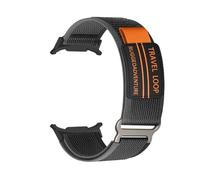 WUURAA Correa trenzada de nailon de ajuste rápido for Samsung Watch Galaxy Watch 7 Ultra Correa for Watch 7 Ultra 47 mm Sin espacios Pulsera con extremos curvos(Black and Black gray)