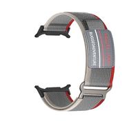 WUURAA Correa trenzada de nailon de ajuste rápido for Samsung Watch Galaxy Watch 7 Ultra Correa for Watch 7 Ultra 47 mm Sin espacios Pulsera con extremos curvos(Black gray red)