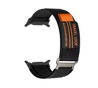 WUURAA Correa trenzada de nailon de ajuste rápido for Samsung Watch Galaxy Watch 7 Ultra Correa for Watch 7 Ultra 47 mm Sin espacios Pulsera con extremos curvos(Black Starlight Black)