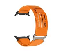 WUURAA Correa trenzada de nailon de ajuste rápido for Samsung Watch Galaxy Watch 7 Ultra Correa for Watch 7 Ultra 47 mm Sin espacios Pulsera con extremos curvos(Black orange)