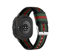 WUURAA Correa trenzada de nailon for Samsung Galaxy Watch7 ultra, correa con extremo curvo sin espacios for GALAXY watch Ultra 47mm(NO.2 Black+green+red)