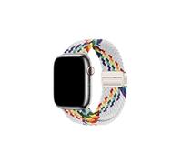 WUURAA Correa trenzada for Samsung Galaxy Watch 6 4 classic/5 pro 47mm 44mm 40mm pulsera sin huecos for Galaxy watch4(White Rainbow,For watch 5 pro 45mm)