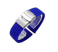 WUURAA Correas de reloj de silicona de liberación rápida de 18mm, 20mm, 22mm y 24mm for Samsung 6/5/4, 40mm, 44mm, 6 bandas deportivas clásicas de 43mm y 47mm(Blue Silver,18mm)