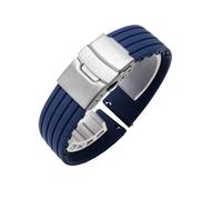 WUURAA Correas de reloj de silicona de liberación rápida de 18mm, 20mm, 22mm y 24mm for Samsung 6/5/4, 40mm, 44mm, 6 bandas deportivas clásicas de 43mm y 47mm(Midnight Blue Silver,24mm)