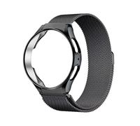 WUURAA Estuche y correa for Samsung Galaxy Watch 5 6 44mm 40mm 6Classic 47mm 43mm 5Pro 45mm pulsera milanesa metálica sin huecos(Black,For Watch 6 Classic 47mm)
