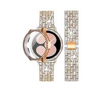 WUURAA For Samsung Galaxy Watch 4/5 40 mm 44 mm Diamond Band + Juego de estuche for PC(Gold strap+FOR watch 4 case,44MM)