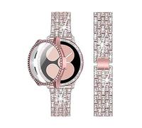 WUURAA For Samsung Galaxy Watch 4/5 40 mm 44 mm Diamond Band + Juego de estuche for PC(Rose gold+FOR watch 4 case,40MM)