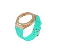 WUURAA GT Cyber - Kit de correa adecuado para Huawei GT Cyber Watch Case WatchBand Acero Inoxidable Bisel Pulsera Reemplazo Pulsera Silicona Reloj Case Correa (Color: Rosa Oro Shell Cinta Verde)