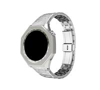 WUURAA GT4 - Kit de correa de 46 mm adecuado para Huawei GT4 de 46 mm, correa de reloj de acero inoxidable con bisel de repuesto (plata esmerilada + caja plateada)