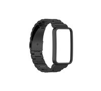 WUURAA Marco protector Correa de reloj Caja de metal Pulsera Correa de acero inoxidable for Xiaomi Band 7 Pro(Color:Black)