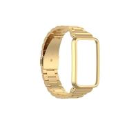 WUURAA Marco protector Correa de reloj Caja de metal Pulsera Correa de acero inoxidable for Xiaomi Band 7 Pro(Color:Gold)