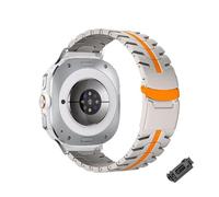 WUURAA Pulsera de titanio for Samsung Galaxy Watch 7 Ultra Correa de reloj de metal for GALAXY Watch 7 Ultra Correa con extremo curvo sin espacios(Titanium Orange)