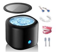 Wuven Limpiador ultrasónico para dentaduras postizas, Invisalign, protector bucal, alineador, bandejas de blanqueamiento, 43 kHz 180 ml, limpiador ultrasónico portátil de joyas ultrasónico, limpiador