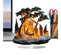 Wuvfojca 2D Belén De Navidad Religioso Acrílico Figura Natividad Navidad 18x18cm Escena Pequeña Natividad Decoraciones para Cristianas Oficina Mesa Estantería Chimenea Dormitorio