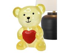 Wuvfojca Figuras de oso - Figura de animal de resina con un corazón, ornamento de oficina lindo en forma de oso - para el hogar, la oficina, el salón, el dormitorio, la sala de estudio, el interior y