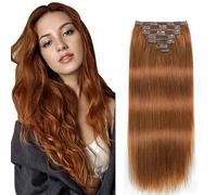 WuvuSnm Clip in Hair Extensions Human Hair Extensiones Pelo Natural Clip #30 Light Brown 26 Inch 120g 7Pcs Per Pack para Mujer Extensión De Pelo Humano Real Hair Minimal Smell