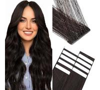 WuvuSnm Extensiones Adhesivas Pelo Natural Extensions Tape in Human Hair Straight #2 Darkest Brown Color 10 pcs/40g Extensiones De Cabello Humano for Women Minimal Smell 26 Pulgadas