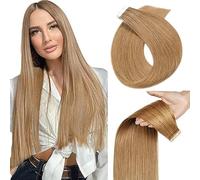 WuvuSnm Extensiones Adhesivas Pelo Natural Extensions Tape in Human Hair Straight #27 Honey Blonde Color 16 Pulgadas 10 pcs/40g Extensiones De Cabello Humano for Women Minimal Smell