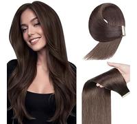 WuvuSnm Extensiones Adhesivas Pelo Natural Extensions Tape in Human Hair Straight #4 Chocolate Brown Color 10 pcs/40g Extensiones De Cabello Humano for Women Minimal Smell 26 Pulgadas