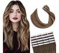WuvuSnm Extensiones Adhesivas Pelo Natural Extensions Tape in Human Hair Straight P427 Highlight Blonde Color 26 Pulgadas 20 pcs/70g Extensiones De Cabello Humano for Women Minimal Smell