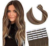 WuvuSnm Extensiones Adhesivas Pelo Natural Extensions Tape in Human Hair Straight P427 Highlight Blonde Color 22 Pulgadas 20 pcs/70g Extensiones De Cabello Humano for Women Minimal Smell