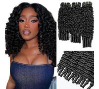 WuvuSnm Extensiones de pelo humano rizado de Birmania, extensiones de cabello humano sin procesar, extensiones de pelo humano doble trama de color negro natural, 3 paquetes por paquete, total 150 g